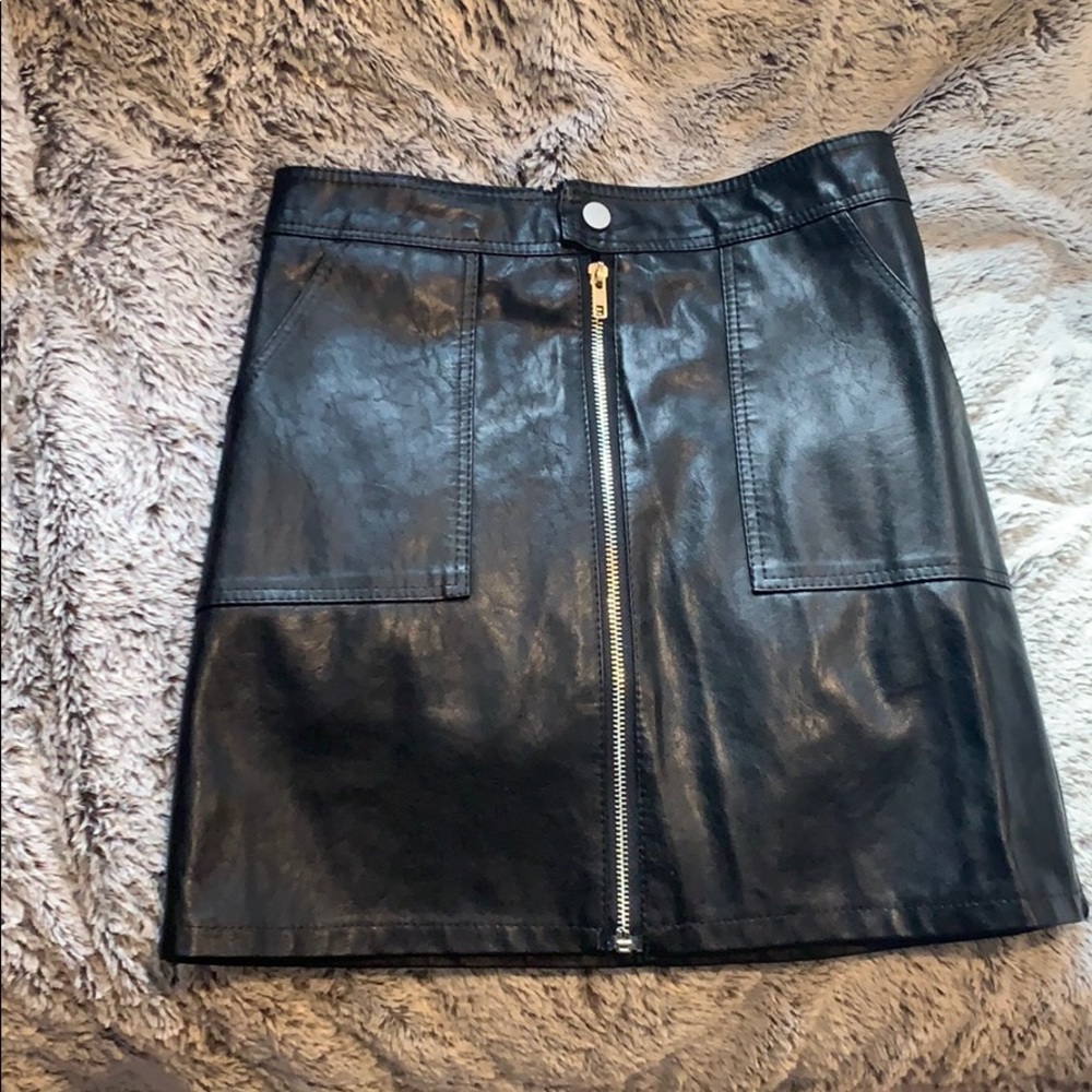 Black faux leather skirt